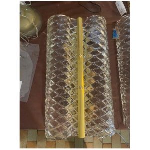 Pair of Murano Double Barrel Glass & Brass Sconces - Image 2