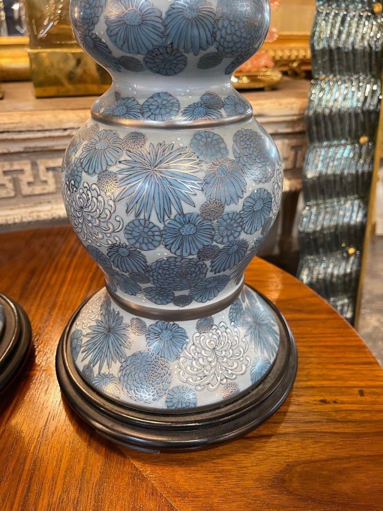 Pair of Antique Painted Porcelain Lamps - Image 3