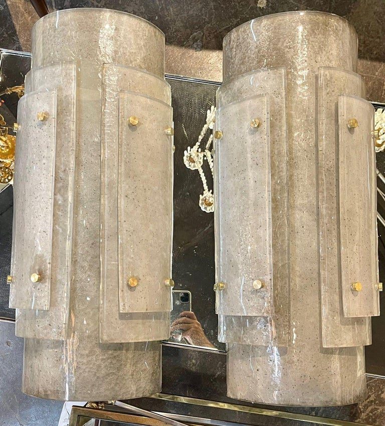 Layered Smoke Colored Murano Glass Large Scale Sconces - Image 5