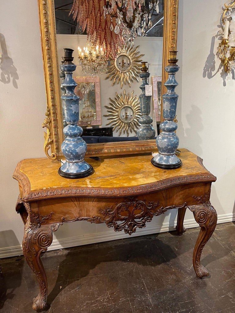 Pair of Antique Painted Porcelain Lamps - Image 8