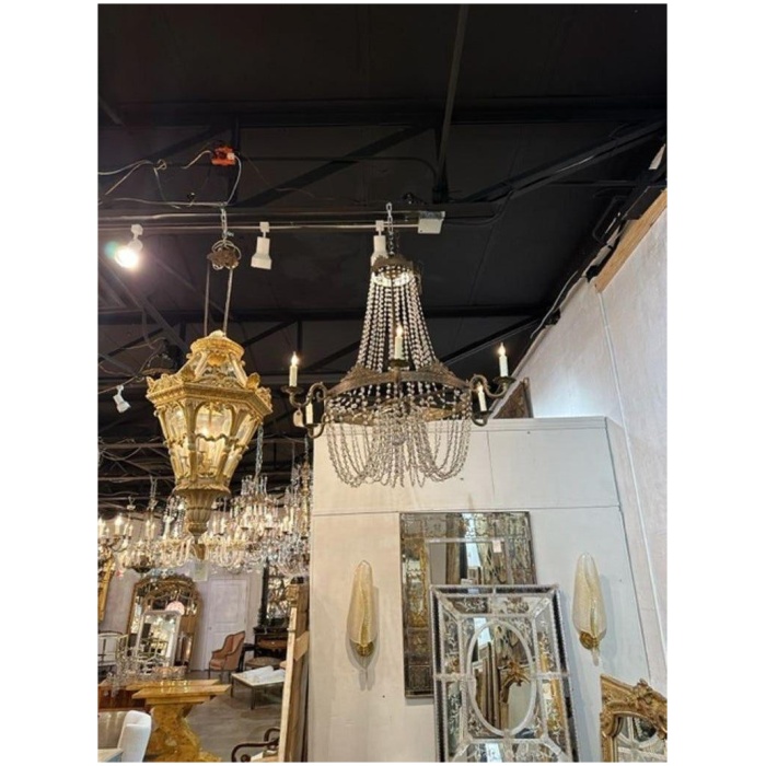 Vintage French Basket Style Chandelier - Image 7