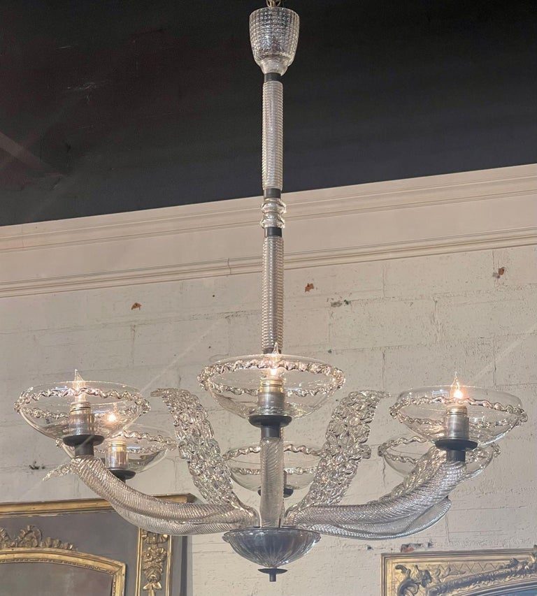 Vintage Murano Glass Chandelier with 6 Lights - Image 9
